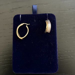 14 kt Yellow and White Gold Hoop Earrings.